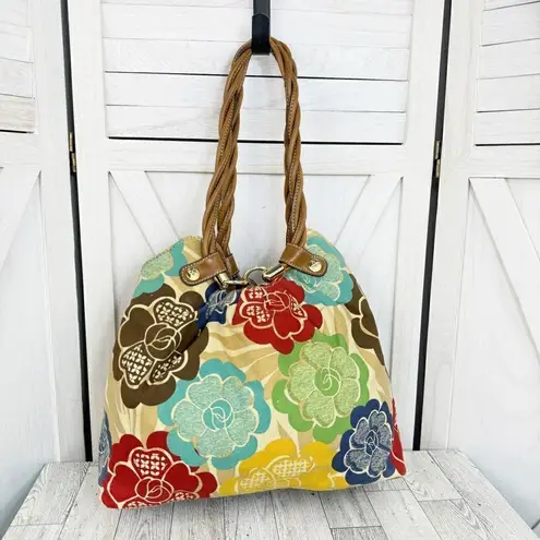 Relic Floral Canvas Hobo Shoulder Bag Ivory Multi Boho Western