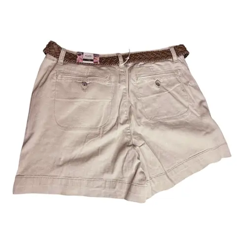 One 5 One Khaki SHORTS + Brown Braided BELT Women's Size 10 US Set Stretch NWT