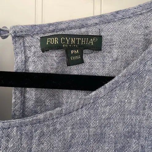 For Cynthia Sleeveless Linen Blend A-Line Shift Dress Rickrack Lagenlook Size PM