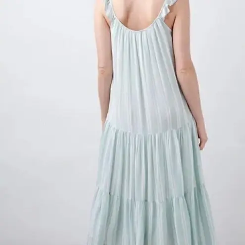 Rails NWT Dress Capri Linen Small Green White Striped Tiered Sleeveless