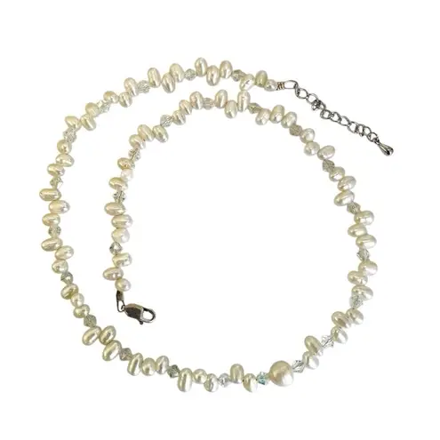 Freshwater Pearl & Crystal Choker with Sterling Silver Clasp
