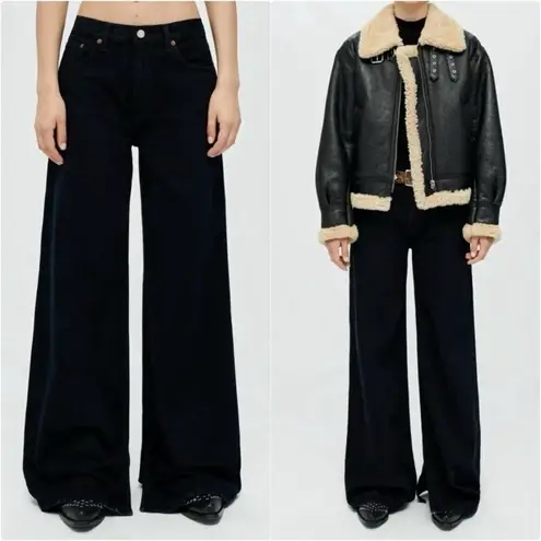 RE/DONE  Jeans Womens 29 Black Low Rise Rider Loose Baggy Wide Leg Slits Denim - Image 8