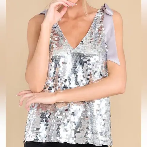 Aura Sequin Shoulder Tie Tank Top