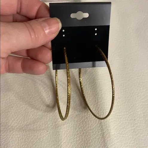 None Double Gold-Tone Hoop Earrings 2.5" Layered Statement Hoops