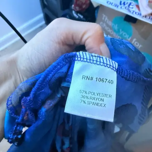 The Pyramid Collection Colorful Eclectic Bohemian Open Front Cardigan Blue Size L