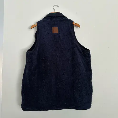 Girlie girl original C.C Exclusive Reversible Fleece & Plaid Vest, Women’s Size Large — Evergreen/Navy