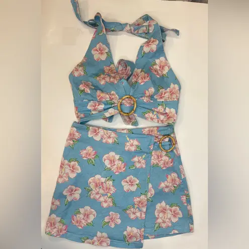 dELiA*s by Dolls Kill Long Hot Summer Top and Mini Skirt Set Size XS/S Blue