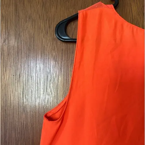 T Tahari NWT  orange sheer button down sleeveless blouse size S!