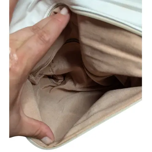 Vtg 1980s White Patchwork Leather Top Flap Tassel Trim Envelope Shoulder Bag