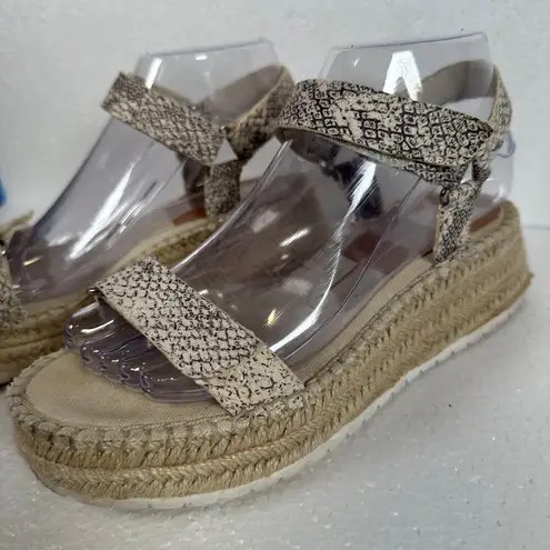 Dolce Vita Myra Espadrilles Sandals Snake Print Straps Womens 7.5 Platform Beige Tan