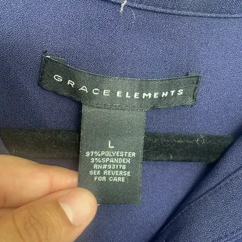 Grace Elements  navy blue long button down, size large thumbnail 6