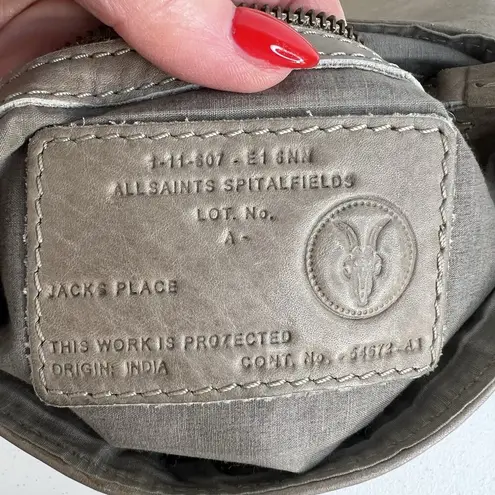 ALLSAINTS Spitalfields Hera Crossbody Bag Leather Distressed Gray Adjustable