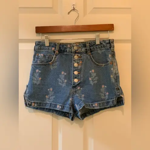 Pilcro Blue Floral Jean Shorts. Size-28