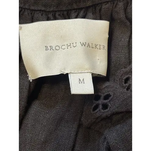 Brochu Walker Dress St. Tropez Onyx Black Linen Dropped Waist Size M Resort