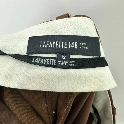 Lafayette 148 New York Wool Pants 12 Brown Tailored Trouser Quiet Luxury Office