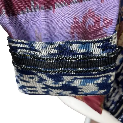 VTG Surya Patchwork Beaded Jacket Wmns Crop Retro Purple Sz L Grunge Boho Hippie Size L