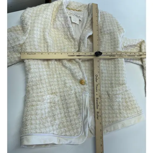 Escada Margaretha Ley Blazer Womens 38 Medium White Tweed Vintage Jacket
