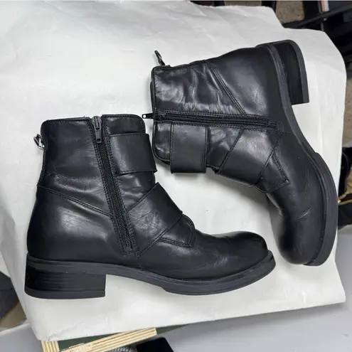 Mark Jenkins Black Chunky Leather Combat Buckle Boots Sz 10