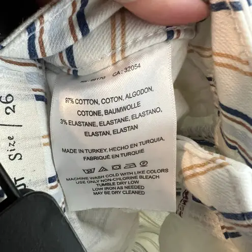 Pilcro High Rise Boot Cut Striped Pants Size 26 White