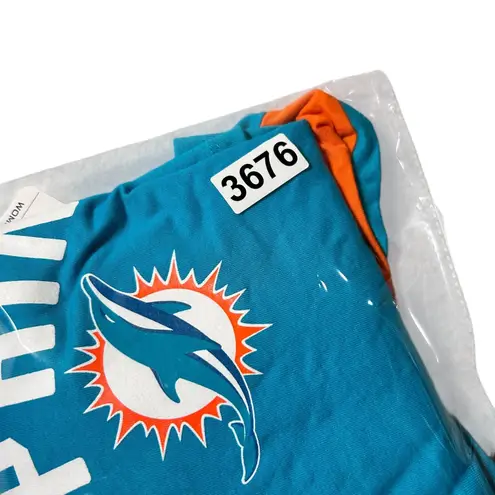 NEW Miami Dolphins NFL Womens XL Teal Orange 3/4 Sleeve T Shirt Team Apparel Blue