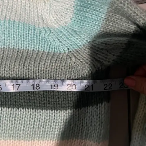 Wooden Ships Women Autumn Striped Chunky Crewneck Mohair Wool Sweater Green XS