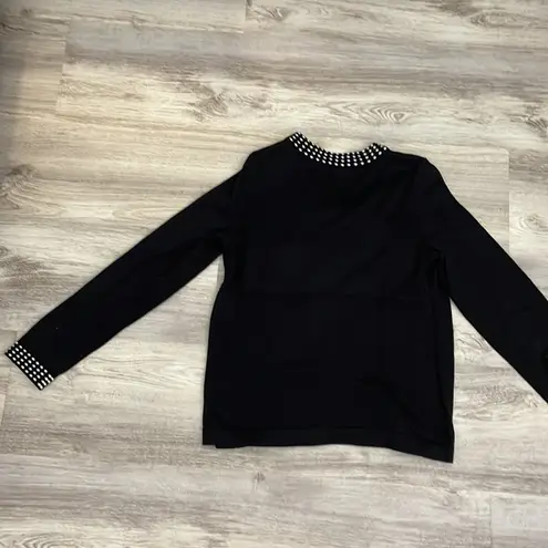 Christopher & Banks Black & White Long Sleeve Mock Cardigan Sweater with Tank S