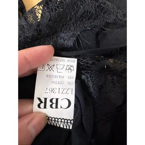 CBR Black Lace Mesh Bodysuit | Sheer Floral One Piece Lingerie – Size Medium