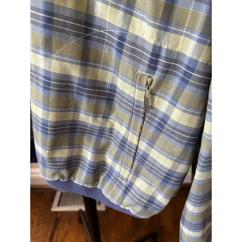 Liz Golf Women's Collared Mesh Lined Pullover Windbreaker Plaid Size Large Blue