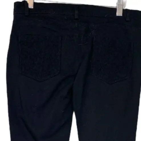 LA MIU Women's Black Lace Front Slim Fit Mid Rise Ankle Jeans Pants Size Medium