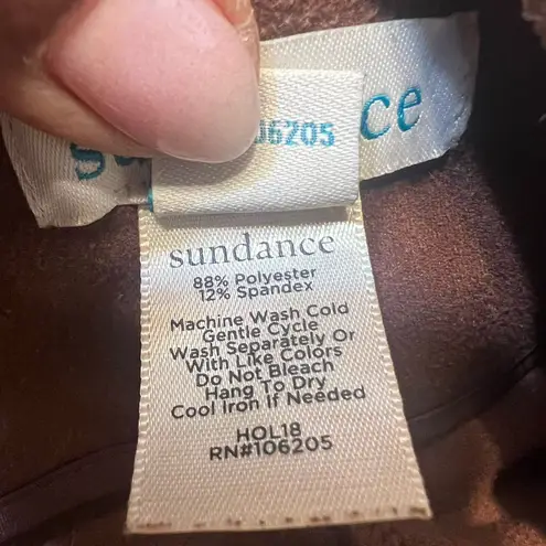 Sundance Faux Suede Luxe Dream Moto Leggings Sz 10 Brown Zipper Ankle Bohemian