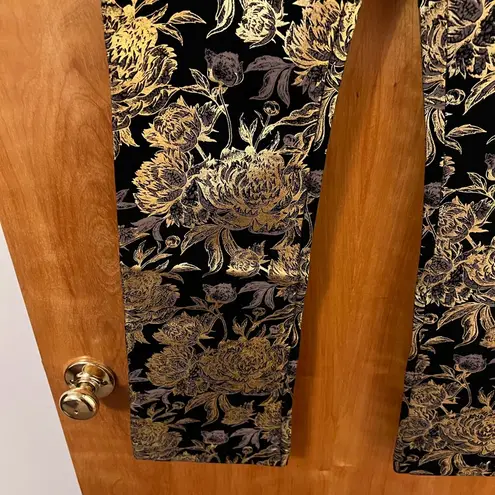 Soft Surroundings Moonstruck Pants Metallic Gold Floral Mini-Boot Full Length XS