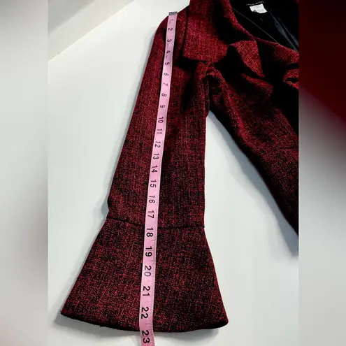 Victorian style blazer jacket pleated ruffles shoulder pads bell sleeves tweed Red Size 10P