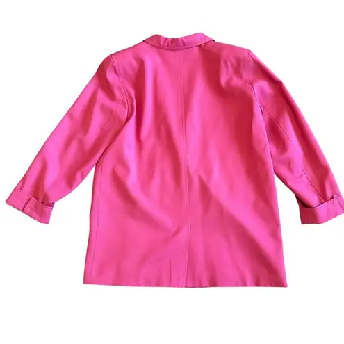 Max Mara Bright Pink Blazer Jacket Button-Down Wool Pockets Size 10 Women's