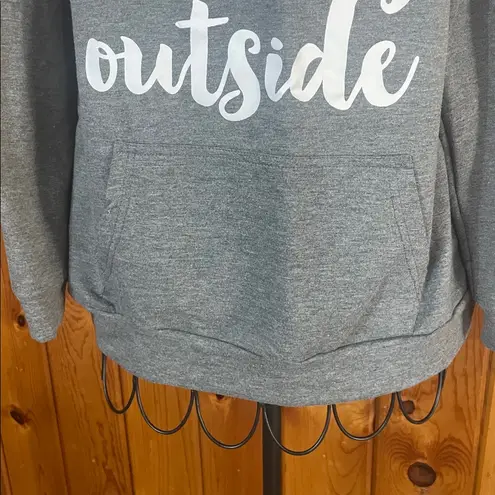 Gray Sweatshirt with White Text it’s to peopley outside large off the shoulder