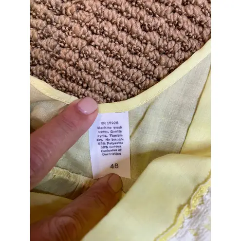 Vintage Nightgown Sleeveless Lace Trim Ruffle Hem Yellow Sleepwear Size 48