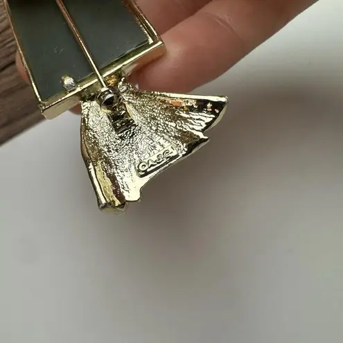 AJC Lady Standing At Mirror In Evening Dress Brooch Pin Gold Tone Signed