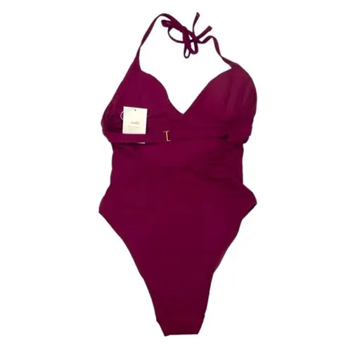 ANDIE  Swim Plum Purple Lagos Low Cut One Piece Swimsuit Sz S NWT