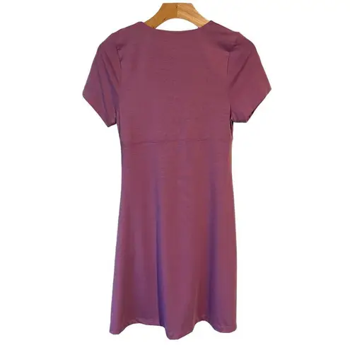 ZeroXposur Ruched Dress Women's Small V Neck Purple Short Sleeve Swim Cover NEW