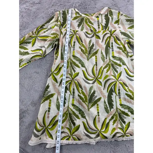 True Destiny NWT True Destinations Women's M Palm Print 3/4 Sleeve Tassel Fringe Tunic Dress