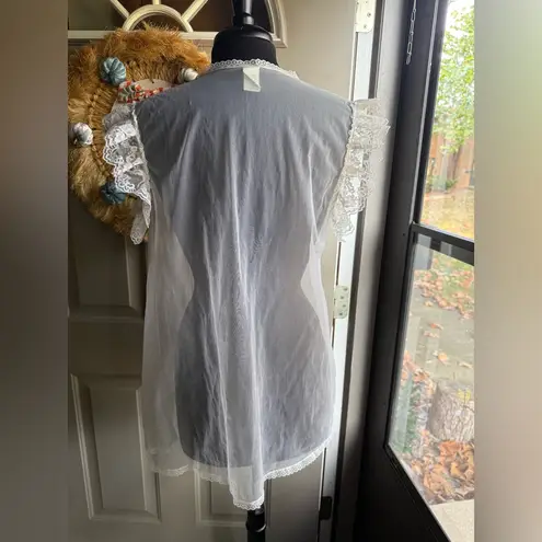 Vintage sheer white lace trim nightie over coat
