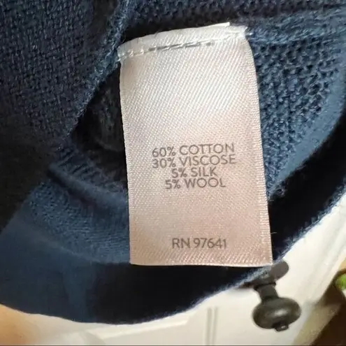 Pure Jill Viscose/Silk/Wool Top with Kangaroo Pouch. Medium Petite. Blue Size undefined