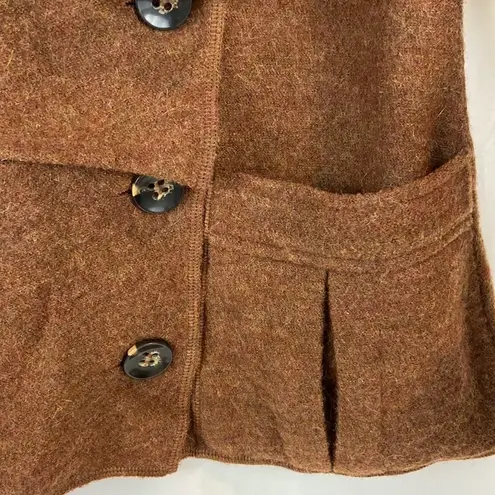 Pura Vida Brown Boiled Wool Sweater Wrap Front Diagonal Button Front Y2K Grunge Size L