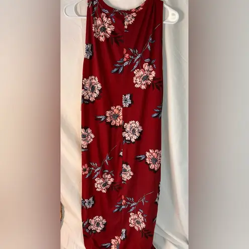 Nine Britton Abigail brushed knit fitted burgundy midi floral dress Size XL