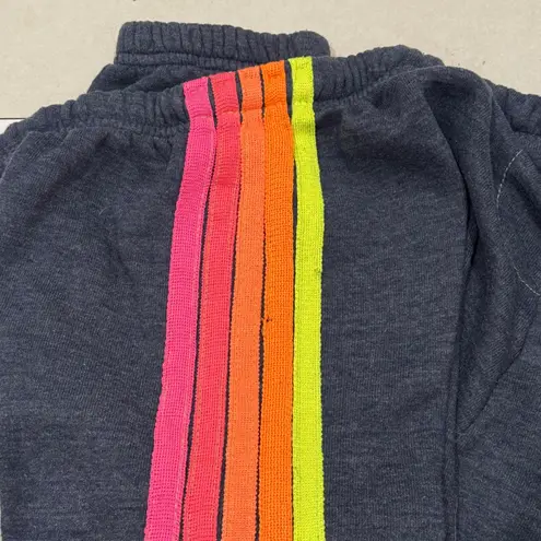 Aviator Nation Rainbow 5 Stripe Sweatpants blue Lounge Joggers Women's Size L