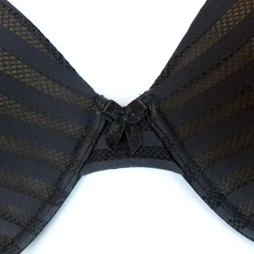 Maidenform T-Shirt Bra Womens Black Beige Stripe 40D Style 05701 Underwire Lined