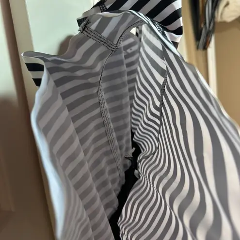 Rusty NWT Breakin Twist Shorts Womens XL Black White Striped Running Gym Unlined