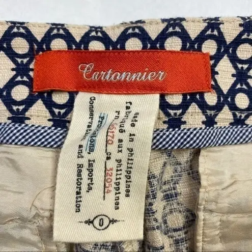 Anthropologie  Cartonnier Geometric Printed Stretch Crop Skinny Pant‎ Size 0