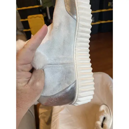 Voile Blanche Women's 6.5 Gray Metallic Silver Suede Slip