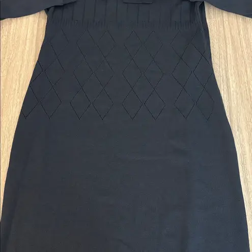 St. John Collection Navy Blue Long Sleeve Neck Tie Knit Dress Women’s 8 Vintage