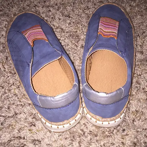 Brand New Blue & Rainbow Slip On Sneakers Size 8